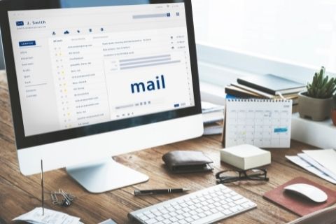 Desktop with email open