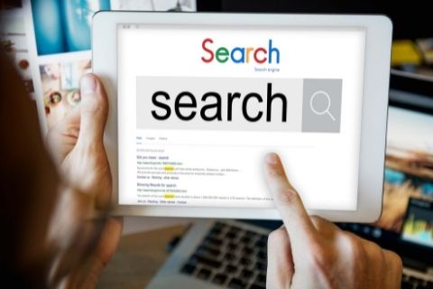 Tablet open with Google search