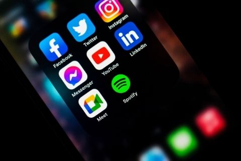 A mobile phone showing some of the most popular social media apps